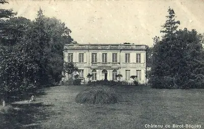 גלויה ישנה של Château de Birot ב-Béguey, בית כפרי בז'ירונד, משנות ה-1900 עד 1920 בקירוב